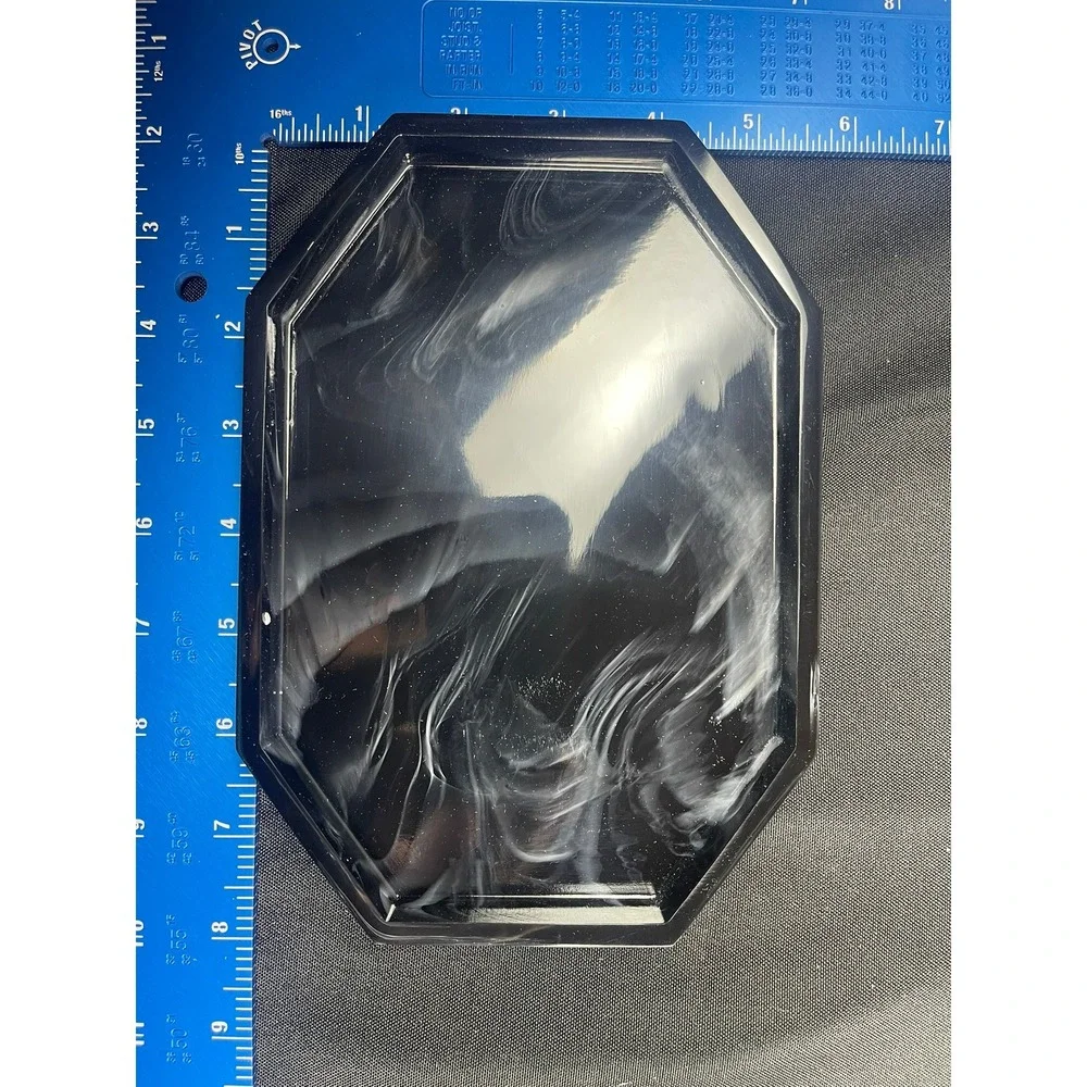 Black Marble Resin Octagon Jewelry Display Tray Bathroom Vanity Organizer